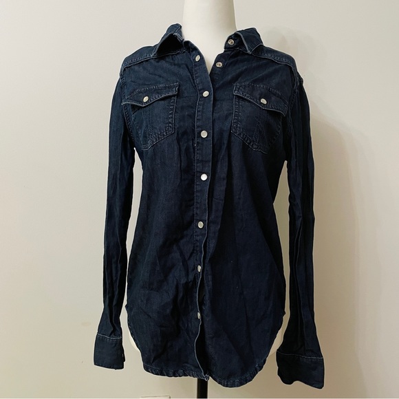 Maje Chut Denim Shirt Dark Blue - Picture 1 of 5
